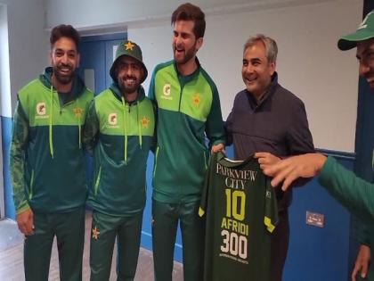 PCB chairman Mohsin Naqvi presents special jerseys to Babar Azam, Shaheen Afridi for their respective achievements | PCB chairman Mohsin Naqvi presents special jerseys to Babar Azam, Shaheen Afridi for their respective achievements