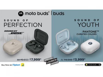 Motorola's moto buds+ and moto buds Launched in Collaboration with Bose go on Sale at an Effective Price of 7,999* and 3,999* on Flipkart and motorola.in | Motorola's moto buds+ and moto buds Launched in Collaboration with Bose go on Sale at an Effective Price of 7,999* and 3,999* on Flipkart and motorola.in Motorola's moto buds+ and moto buds Launched in Collaboration with Bose go on Sale at an Effective Price of 7,999* and 3,999* on Flipkart and motorola.in | Motorola's moto buds+ and moto buds Launched in Collaboration with Bose go on Sale at an Effective Price of 7,999* and 3,999* on Flipkart and motorola.in
