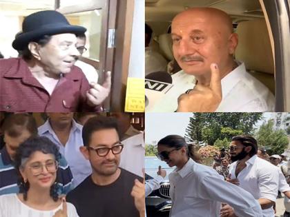 From Dharmendra, Aamir Khan, to Deepika-Ranveer, Bollywood stars turn out in droves for Lok Sabha polls | From Dharmendra, Aamir Khan, to Deepika-Ranveer, Bollywood stars turn out in droves for Lok Sabha polls From Dharmendra, Aamir Khan, to Deepika-Ranveer, Bollywood stars turn out in droves for Lok Sabha polls | From Dharmendra, Aamir Khan, to Deepika-Ranveer, Bollywood stars turn out in droves for Lok Sabha polls