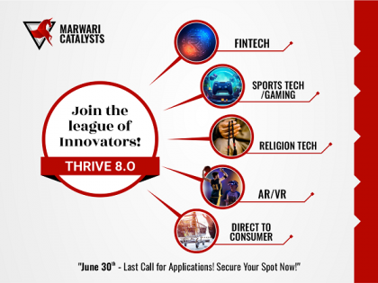 Marwari Catalysts Invites Applications for Fintech, Sports Tech/Gaming, Religion Tech, AR/VR, and D2C | Marwari Catalysts Invites Applications for Fintech, Sports Tech/Gaming, Religion Tech, AR/VR, and D2C
