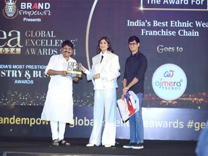 Ajmera Trends Emerges Victorious as India's Premier Ethnic Wear Franchise Chain at the Prestigious Global Excellence Awards 2024 | Ajmera Trends Emerges Victorious as India's Premier Ethnic Wear Franchise Chain at the Prestigious Global Excellence Awards 2024