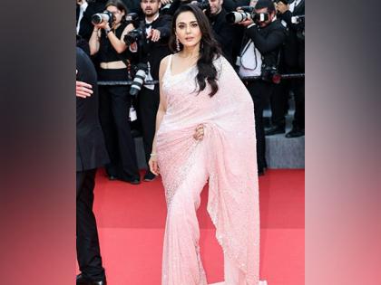 Preity Zinta adds desi touch to Cannes red carpet in pink saree | Preity Zinta adds desi touch to Cannes red carpet in pink saree