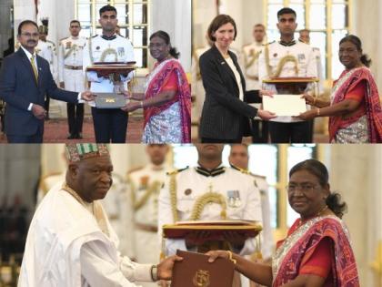 Envoys of seven nations present credentials to President Droupadi Murmu | Envoys of seven nations present credentials to President Droupadi Murmu Envoys of seven nations present credentials to President Droupadi Murmu | Envoys of seven nations present credentials to President Droupadi Murmu