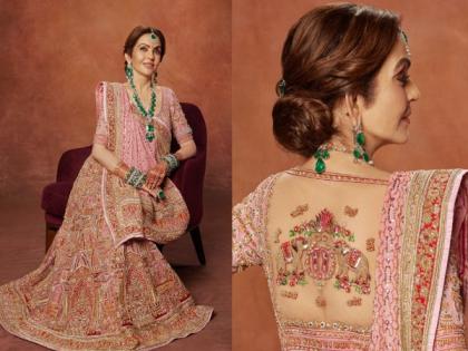 Nita Ambani's ethereal Zardozi ghagra blouse features names of her children, grandchildren | Nita Ambani's ethereal Zardozi ghagra blouse features names of her children, grandchildren