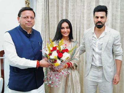 Newlyweds Surbhi Jyoti-Sumit Suri meet Uttarakhand CM Pushkar Singh Dhami | Newlyweds Surbhi Jyoti-Sumit Suri meet Uttarakhand CM Pushkar Singh Dhami