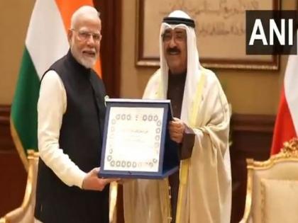 PM Modi Gets Kuwait's Highest Civilian Award, The Order of Mubarak Al Kabeer (Watch Video)