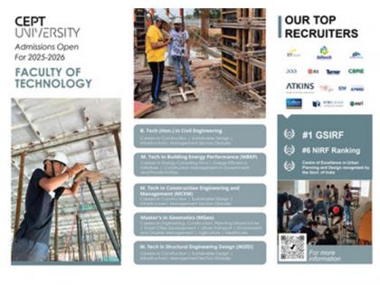 Faculty of Technology at CEPT University Invites Applications to UG and PG Programs 2025 | Faculty of Technology at CEPT University Invites Applications to UG and PG Programs 2025 Faculty of Technology at CEPT University Invites Applications to UG and PG Programs 2025 | Faculty of Technology at CEPT University Invites Applications to UG and PG Programs 2025