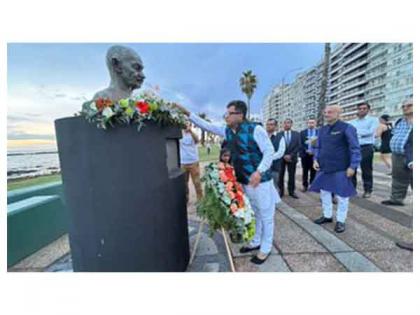 MoS Margherita offers floral tributes to Mahatma Gandhi in Uruguay | MoS Margherita offers floral tributes to Mahatma Gandhi in Uruguay MoS Margherita offers floral tributes to Mahatma Gandhi in Uruguay | MoS Margherita offers floral tributes to Mahatma Gandhi in Uruguay