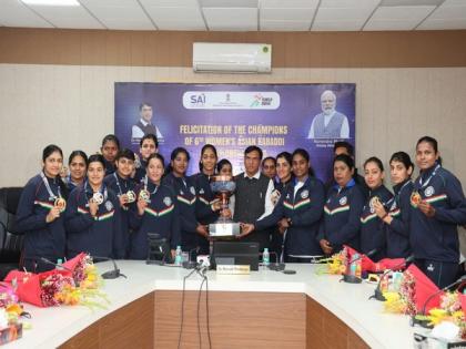 Indian women's team felicitated by Sports Minister Mandaviya after Asian Women's Kabaddi Championship win | Indian women's team felicitated by Sports Minister Mandaviya after Asian Women's Kabaddi Championship win Indian women's team felicitated by Sports Minister Mandaviya after Asian Women's Kabaddi Championship win | Indian women's team felicitated by Sports Minister Mandaviya after Asian Women's Kabaddi Championship win