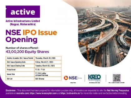 Active Infrastructures Limited Announces IPO on NSE EMERGE, Marking a New Era of Growth | Active Infrastructures Limited Announces IPO on NSE EMERGE, Marking a New Era of Growth Active Infrastructures Limited Announces IPO on NSE EMERGE, Marking a New Era of Growth | Active Infrastructures Limited Announces IPO on NSE EMERGE, Marking a New Era of Growth