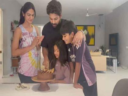Allu Arjun rings in 43rd birthday with wife Sneha, children; check pic | Allu Arjun rings in 43rd birthday with wife Sneha, children; check pic Allu Arjun rings in 43rd birthday with wife Sneha, children; check pic | Allu Arjun rings in 43rd birthday with wife Sneha, children; check pic