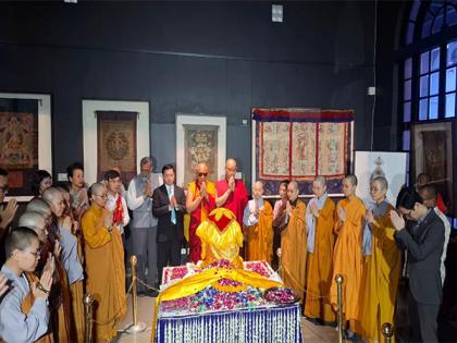 Monks offer prayers to Sarnath Buddha Relic before it commences sacred journey to Vietnam | Monks offer prayers to Sarnath Buddha Relic before it commences sacred journey to Vietnam