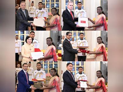 Envoys of six countries present credentials to President Murmu, including Bangladesh and Turkey | Envoys of six countries present credentials to President Murmu, including Bangladesh and Turkey Envoys of six countries present credentials to President Murmu, including Bangladesh and Turkey | Envoys of six countries present credentials to President Murmu, including Bangladesh and Turkey