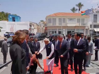 Council Member greets PM Modi in customary Indian way in Cyprus | Council Member greets PM Modi in customary Indian way in Cyprus Council Member greets PM Modi in customary Indian way in Cyprus | Council Member greets PM Modi in customary Indian way in Cyprus