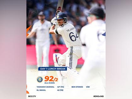 1st Test: Yashasvi Jaiswal shine as India power to 92/2 at lunch against England | 1st Test: Yashasvi Jaiswal shine as India power to 92/2 at lunch against England