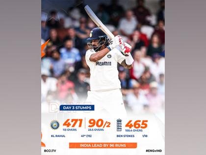 Rain cuts short final session, India secure 96-run lead at Leeds (Day 3, Stumps) | Rain cuts short final session, India secure 96-run lead at Leeds (Day 3, Stumps)