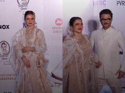 Rekha recreates her Umrao Jaan look at film re-release screening, dances with Anil Kapoor in fun moment, check out | Rekha recreates her Umrao Jaan look at film re-release screening, dances with Anil Kapoor in fun moment, check out Rekha recreates her Umrao Jaan look at film re-release screening, dances with Anil Kapoor in fun moment, check out | Rekha recreates her Umrao Jaan look at film re-release screening, dances with Anil Kapoor in fun moment, check out