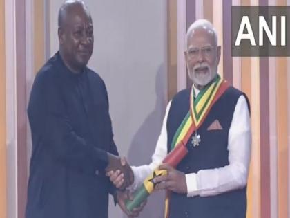 PM Modi receives Ghana's highest state honour, "Officer of the Order of the Star of Ghana" | PM Modi receives Ghana's highest state honour, "Officer of the Order of the Star of Ghana"