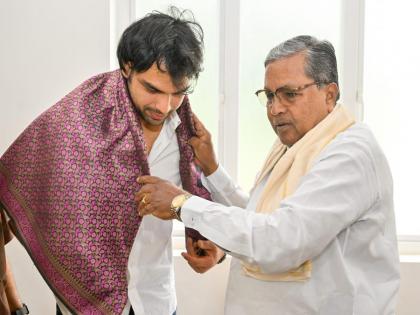 Neeraj Chopra meets Karnataka CM Siddaramaiah in Bengaluru | Neeraj Chopra meets Karnataka CM Siddaramaiah in Bengaluru Neeraj Chopra meets Karnataka CM Siddaramaiah in Bengaluru | Neeraj Chopra meets Karnataka CM Siddaramaiah in Bengaluru
