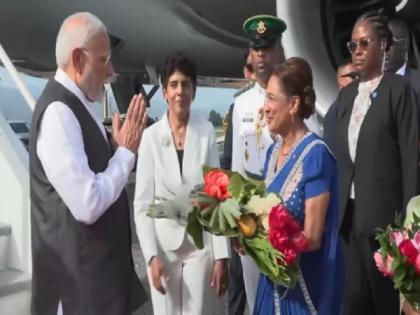 PM Modi receives Guard of Honour in Trinidad and Tobago, welcomed by Caribbean nation's PM, 38 Ministers and 4 MPs | PM Modi receives Guard of Honour in Trinidad and Tobago, welcomed by Caribbean nation's PM, 38 Ministers and 4 MPs PM Modi receives Guard of Honour in Trinidad and Tobago, welcomed by Caribbean nation's PM, 38 Ministers and 4 MPs | PM Modi receives Guard of Honour in Trinidad and Tobago, welcomed by Caribbean nation's PM, 38 Ministers and 4 MPs