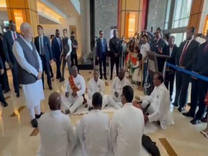 PM Modi welcomed with Bhojpuri Chautaal in Trinidad and Tobago, meets Indian community | PM Modi welcomed with Bhojpuri Chautaal in Trinidad and Tobago, meets Indian community PM Modi welcomed with Bhojpuri Chautaal in Trinidad and Tobago, meets Indian community | PM Modi welcomed with Bhojpuri Chautaal in Trinidad and Tobago, meets Indian community