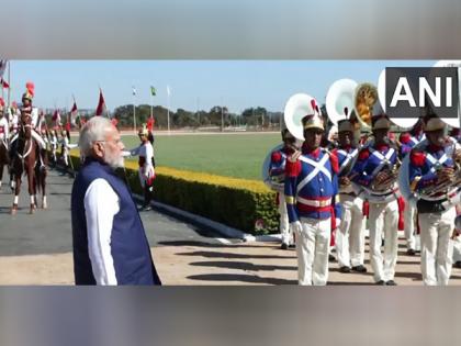 PM Modi accorded ceremonial welcome at Alvorada Palace in Brasilia, Brazilian President receives him | PM Modi accorded ceremonial welcome at Alvorada Palace in Brasilia, Brazilian President receives him PM Modi accorded ceremonial welcome at Alvorada Palace in Brasilia, Brazilian President receives him | PM Modi accorded ceremonial welcome at Alvorada Palace in Brasilia, Brazilian President receives him