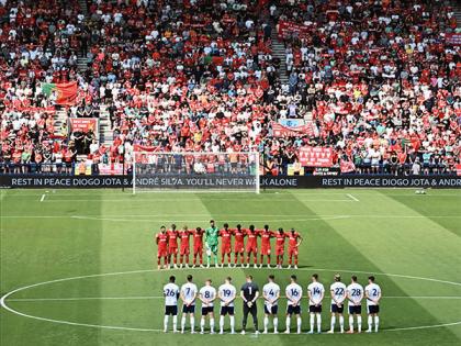 Tributes paid to Jota during Liverpool's first game after footballer's demise | Tributes paid to Jota during Liverpool's first game after footballer's demise Tributes paid to Jota during Liverpool's first game after footballer's demise | Tributes paid to Jota during Liverpool's first game after footballer's demise