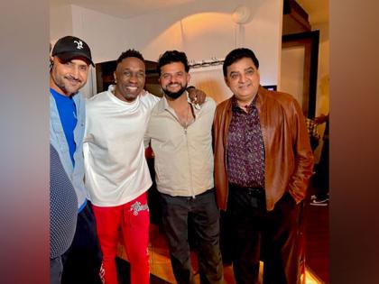 CSK stars Raina, Harbhajan, Bravo reunite in celebratory mode in UK | CSK stars Raina, Harbhajan, Bravo reunite in celebratory mode in UK