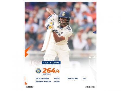 Fifties from Yashashvi, Sai take India to 264/4 against England in Manchester Test (Day 1 Stumps) | Fifties from Yashashvi, Sai take India to 264/4 against England in Manchester Test (Day 1 Stumps)