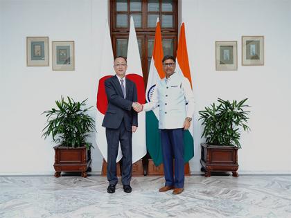 Vikram Misri meets his Japanese counterpart Takehiro Funakoshi in Delhi | Vikram Misri meets his Japanese counterpart Takehiro Funakoshi in Delhi