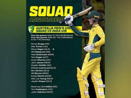 Aryan Sharma and Yash Deshmukh named in Australia U19 squad | Aryan Sharma and Yash Deshmukh named in Australia U19 squad