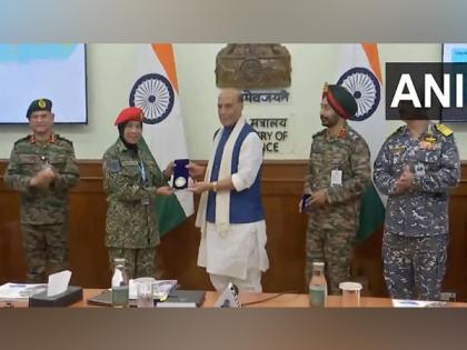 Powerful role models: Defence Minister Rajnath Singh hails UN women military officers | Powerful role models: Defence Minister Rajnath Singh hails UN women military officers