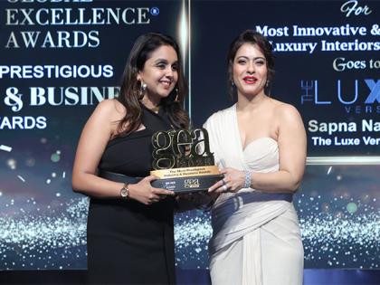 Mrs Sapna Navin, Founder & CEO of THE LUXE VERSION Wins Big at Global Excellence Awards 2025 by Brand Empower with Kajol Devgan as Chief Guest | Mrs Sapna Navin, Founder & CEO of THE LUXE VERSION Wins Big at Global Excellence Awards 2025 by Brand Empower with Kajol Devgan as Chief Guest