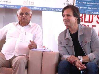 Gujarat CM Bhupendra Patel, actor Vivek Oberoi visit construction site of Vishv Umiyadham temple in Ahmedabad | Gujarat CM Bhupendra Patel, actor Vivek Oberoi visit construction site of Vishv Umiyadham temple in Ahmedabad