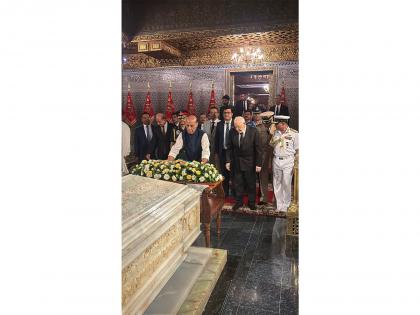 Defence Minister Rajnath Singh pays homage to late Kings of Morocco | Defence Minister Rajnath Singh pays homage to late Kings of Morocco