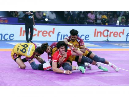 PKL 12: Bharat, Vijay combine as Telugu Titans spoil Shadloui's landmark moment, beat Gujarat Giants by single point | PKL 12: Bharat, Vijay combine as Telugu Titans spoil Shadloui's landmark moment, beat Gujarat Giants by single point