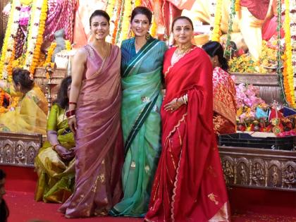 Twinkle Khanna shares smiles with Rani, Kajol at Dugra Puja festivities | Twinkle Khanna shares smiles with Rani, Kajol at Dugra Puja festivities