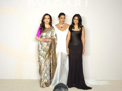 PeeCee stuns in white as she poses with Nita Ambani, Isha Ambani at Bvlgari event | PeeCee stuns in white as she poses with Nita Ambani, Isha Ambani at Bvlgari event