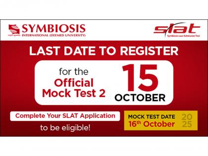 Last Chance to Register for SLAT 2026 Mock Test by 15th October - Complete Your Application Now | Last Chance to Register for SLAT 2026 Mock Test by 15th October - Complete Your Application Now Last Chance to Register for SLAT 2026 Mock Test by 15th October - Complete Your Application Now | Last Chance to Register for SLAT 2026 Mock Test by 15th October - Complete Your Application Now