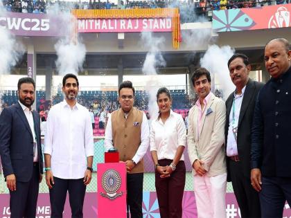 Mithali Raj Stand and Raavi Kalpana Gate inaugurated at ACA-VDCA Stadium in Visakhapatnam | Mithali Raj Stand and Raavi Kalpana Gate inaugurated at ACA-VDCA Stadium in Visakhapatnam