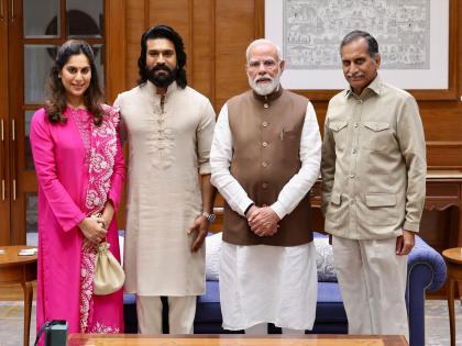 PM Modi meets Ram Charan, wife Upasana amid Archery Premier League; hails "collective efforts to popularise archery" | PM Modi meets Ram Charan, wife Upasana amid Archery Premier League; hails "collective efforts to popularise archery"