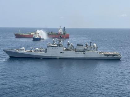 INS Trikand battles blaze, rescues crew after LPG tanker explosion off Yemen coast | INS Trikand battles blaze, rescues crew after LPG tanker explosion off Yemen coast