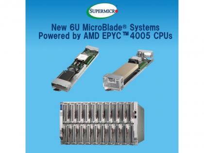 Supermicro Expands Its Portfolio of Cloud Service Provider Solutions with New 6U 20-Node MicroBlade® Powered by AMD's EPYC™ 4005 Series Processors | Supermicro Expands Its Portfolio of Cloud Service Provider Solutions with New 6U 20-Node MicroBlade® Powered by AMD's EPYC™ 4005 Series Processors Supermicro Expands Its Portfolio of Cloud Service Provider Solutions with New 6U 20-Node MicroBlade® Powered by AMD's EPYC™ 4005 Series Processors | Supermicro Expands Its Portfolio of Cloud Service Provider Solutions with New 6U 20-Node MicroBlade® Powered by AMD's EPYC™ 4005 Series Processors