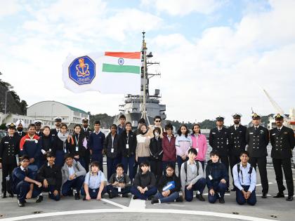 Japanese school children visit INS Sahyadri and witness India's rich maritime heritage, cutting-edge indigenous capabilities | Japanese school children visit INS Sahyadri and witness India's rich maritime heritage, cutting-edge indigenous capabilities Japanese school children visit INS Sahyadri and witness India's rich maritime heritage, cutting-edge indigenous capabilities | Japanese school children visit INS Sahyadri and witness India's rich maritime heritage, cutting-edge indigenous capabilities