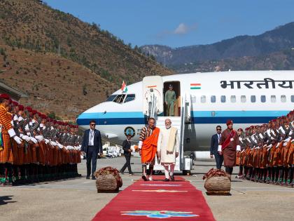 PM Modi arrives in Bhutan for two-day visit to attend Fourth King's 70th birthday, Global Peace Prayer Festival | PM Modi arrives in Bhutan for two-day visit to attend Fourth King's 70th birthday, Global Peace Prayer Festival PM Modi arrives in Bhutan for two-day visit to attend Fourth King's 70th birthday, Global Peace Prayer Festival | PM Modi arrives in Bhutan for two-day visit to attend Fourth King's 70th birthday, Global Peace Prayer Festival