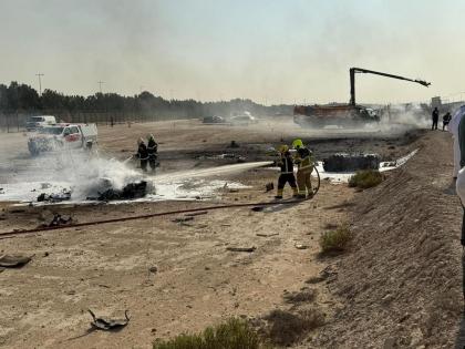 Dubai emergency teams spring to work at IAF Tejas crash site | Dubai emergency teams spring to work at IAF Tejas crash site