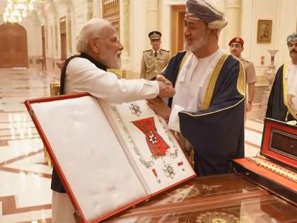 PM Modi conferred with Order of Oman by Sultan Haitham bin Tarik in Muscat | PM Modi conferred with Order of Oman by Sultan Haitham bin Tarik in Muscat PM Modi conferred with Order of Oman by Sultan Haitham bin Tarik in Muscat | PM Modi conferred with Order of Oman by Sultan Haitham bin Tarik in Muscat