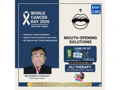 World Cancer Day 2026: Dr. Bharat Agravat Unveils OLI Therapy and OSMF DIY Kits to Combat Oral Cancer Epidemic | World Cancer Day 2026: Dr. Bharat Agravat Unveils OLI Therapy and OSMF DIY Kits to Combat Oral Cancer Epidemic World Cancer Day 2026: Dr. Bharat Agravat Unveils OLI Therapy and OSMF DIY Kits to Combat Oral Cancer Epidemic | World Cancer Day 2026: Dr. Bharat Agravat Unveils OLI Therapy and OSMF DIY Kits to Combat Oral Cancer Epidemic