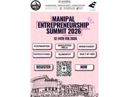 Manipal Institute of Technology (MIT), Manipal, to Host Manipal Entrepreneurship Summit 2026 from 12-14 February | Manipal Institute of Technology (MIT), Manipal, to Host Manipal Entrepreneurship Summit 2026 from 12-14 February Manipal Institute of Technology (MIT), Manipal, to Host Manipal Entrepreneurship Summit 2026 from 12-14 February | Manipal Institute of Technology (MIT), Manipal, to Host Manipal Entrepreneurship Summit 2026 from 12-14 February