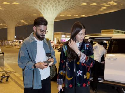 Virat Kohli, Anushka Sharma arrive at Mumbai airport in style, greets paps with smiles | Virat Kohli, Anushka Sharma arrive at Mumbai airport in style, greets paps with smiles Virat Kohli, Anushka Sharma arrive at Mumbai airport in style, greets paps with smiles | Virat Kohli, Anushka Sharma arrive at Mumbai airport in style, greets paps with smiles